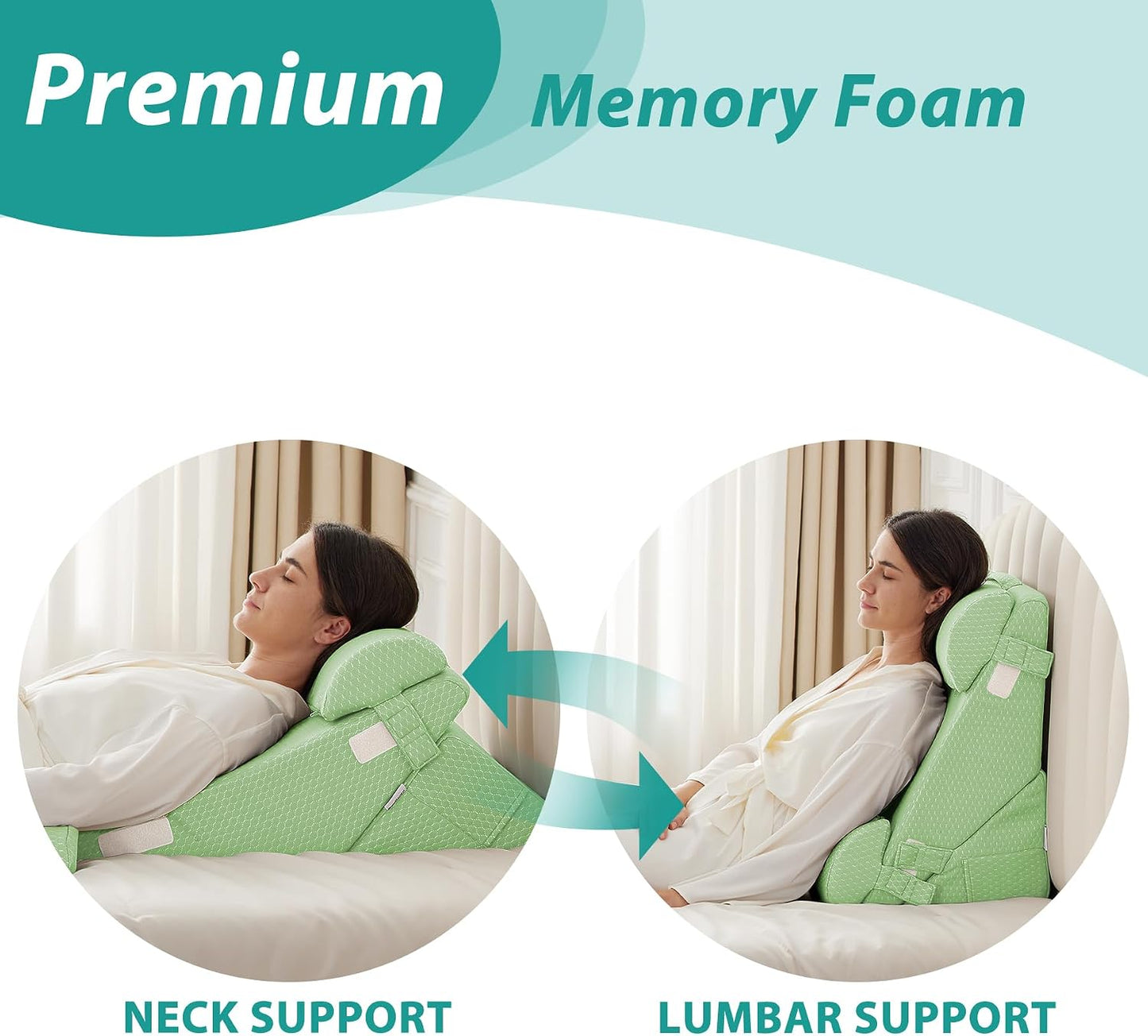 Bedluxe Wedge Pillow Headboard, 3PCS Orthopedic Bed Wedge Pillows Set for After Surgery, Adjustable Pillow Wedge for Acid Reflux&Back Pain Relief, Sleeping, Back Pillow for Bed Sitting Up, White/Grey