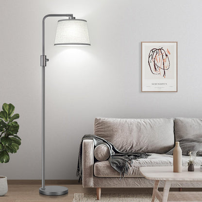 【Upgraded】 Dimmable Floor Lamp, 1000 Lumens LED Edison Bulb Included, Arc Floor Lamps for Living Room Modern Standing Lamp with Linen Shade, Tall Lamp for Bedroom Office Dining Room- Black