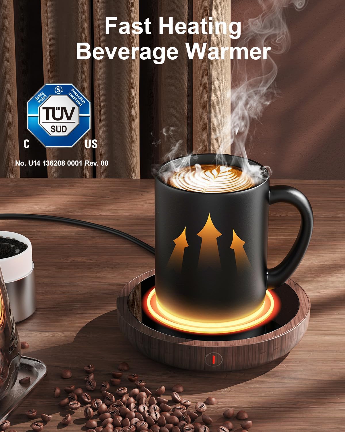 SWEETFULL Coffee Mug Warmer, Electric Cup Warmer for Desk - Wood