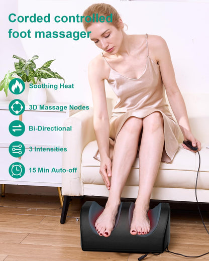 LINGTENG Shiatsu Foot Massager with Heat, FSA Eligible HSA Foot Massager for Foot Massage and Calf Massage, Foot and Calf Massager with Roller, Gifts for Mom & Dad, Fathers & Mothers Day Gifts