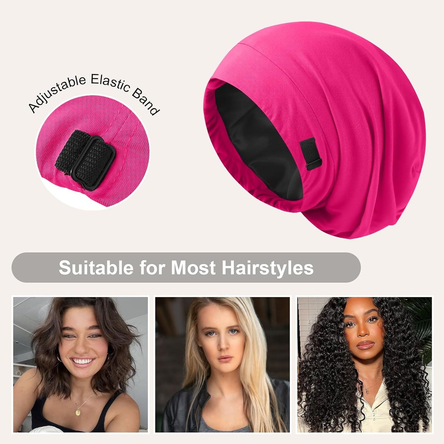 ZHENSILK Silk Bonnet for Sleeping Women, Adjustable Silky Satin Lined Sleep Cap, Silk Hair Wrap Slouch Beanie Hat