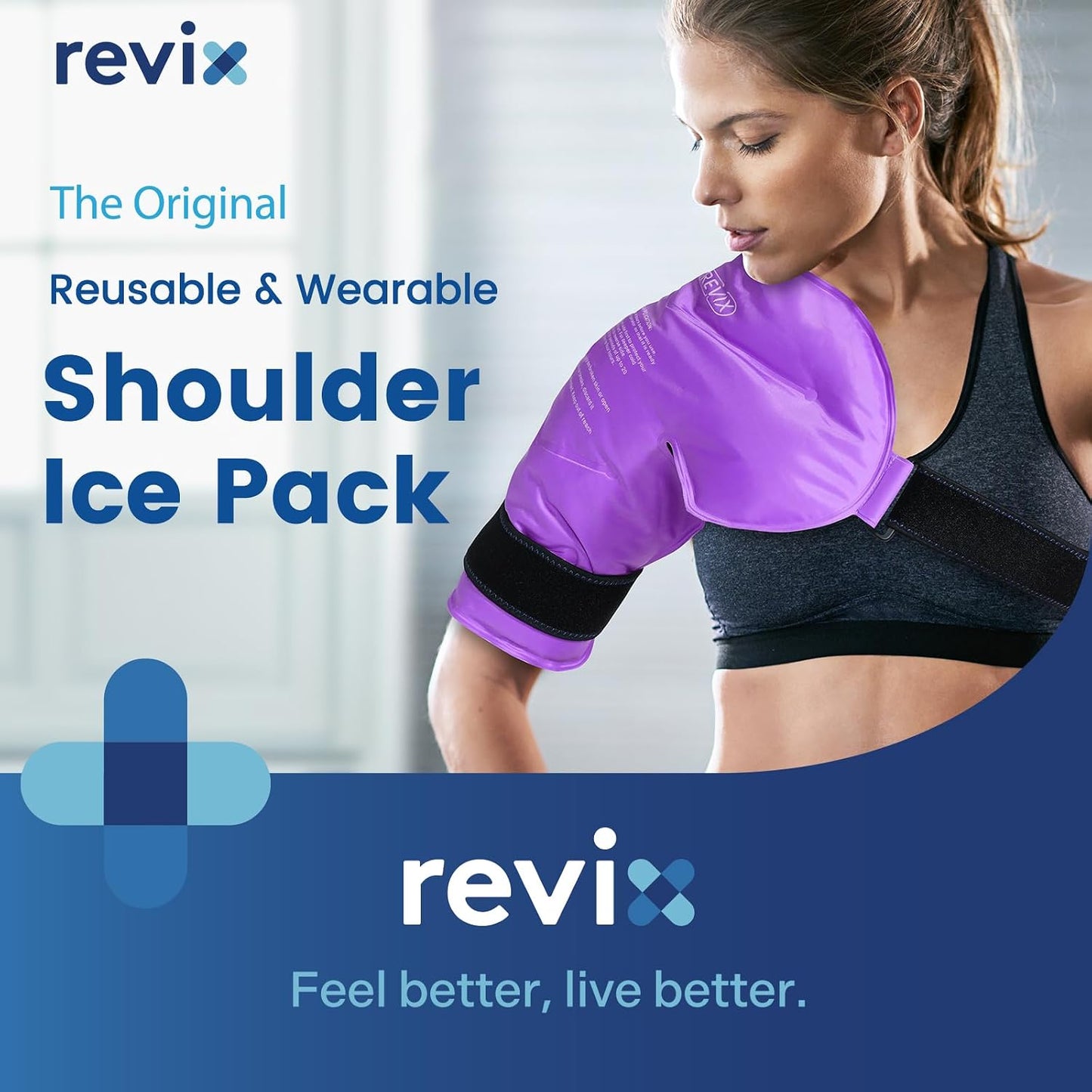 REVIX Shoulder Ice Pack for Rotator Cuff Cold Therapy, Arm Gel Ice Pack for Injuries Reusable, Flexible Cold Compression Wrap for Post-Workout Recovery, Fatigue and Shoulder Discomfort, Blue