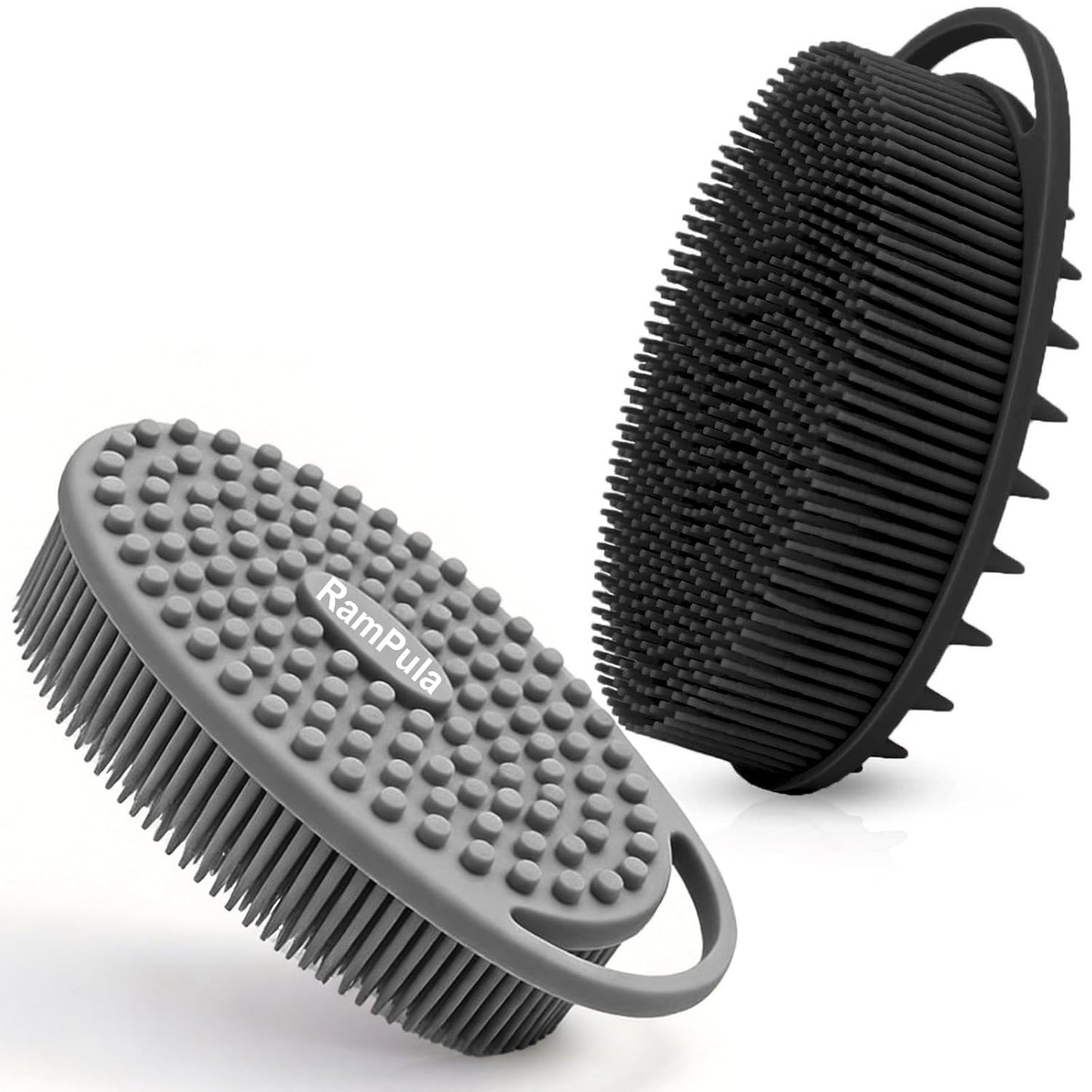 Silicone Body Scrubber – Dual-Sided Silicone Loofah for Shower, Set of 2 Soft Exfoliating Body Bath Shower Scrubber Loofah Brush Easy-to-Clean for Sensitive Kids Women Men All Kinds of Skin