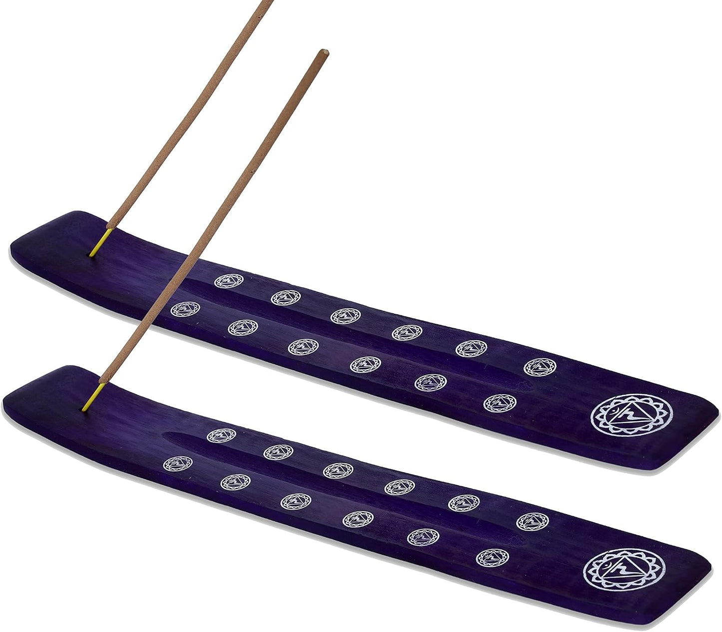 Bless-International Traditional-Handmade-Burner Wooden-Incense-Stick-Holder Ash-Catcher-Stand for-Aromatherapy-Meditation-Yoga (Incense Holder 10 inch(2 pcs))