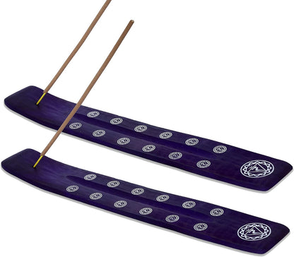 Bless-International Traditional-Handmade-Burner Wooden-Incense-Stick-Holder Ash-Catcher-Stand for-Aromatherapy-Meditation-Yoga (Incense Holder 10 inch(2 pcs))