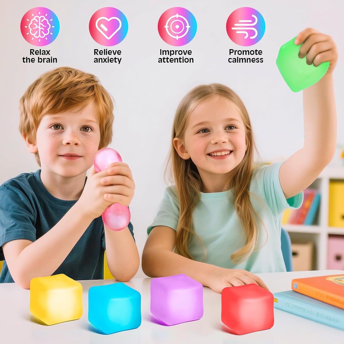VISCOO 2 Pack Stress Cube, Slow Rising Cube Squishy for Anxiety Relief