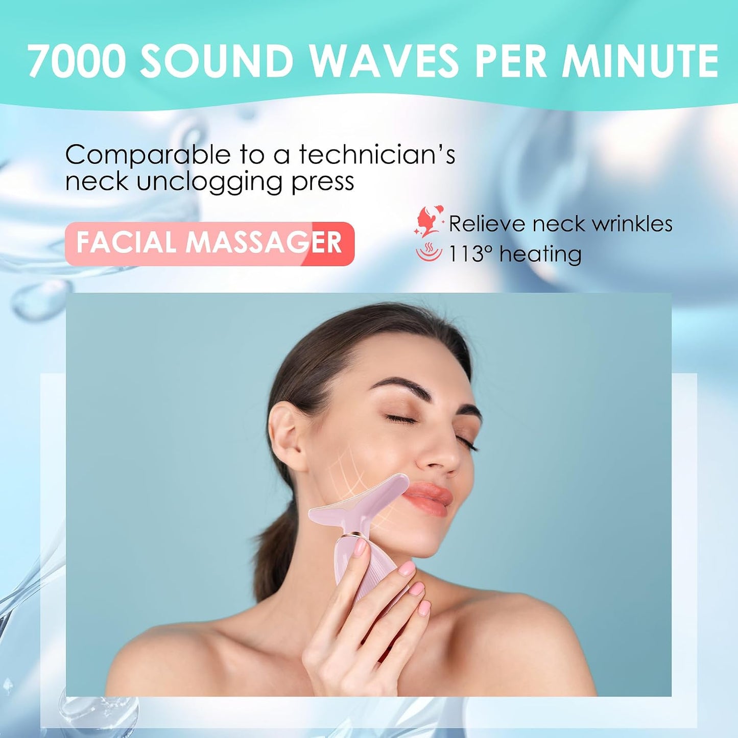 Facial Massager Face and Neck, Face 𝖲 culpting Wand Tool with 7 Color - Birthday, Christmas, Mothers Day, Valentines Day Gifts for Her Women Mom Best Friend Wife Teacher (White)