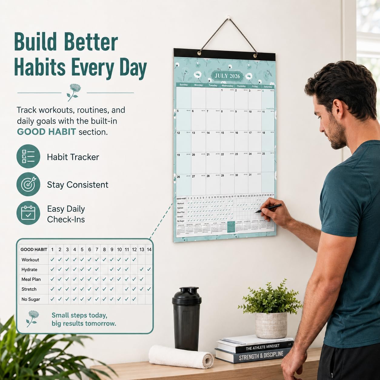 Large Wall Calendar 2026-2027, 18-Month Wall Calendar from July 2026 to December 2027, 15" x 22" 2026 Wall Calendar with Spacious Blocks, Julian Dates, Habit Tracker & Full-Year Reference for Home Office School Colorful