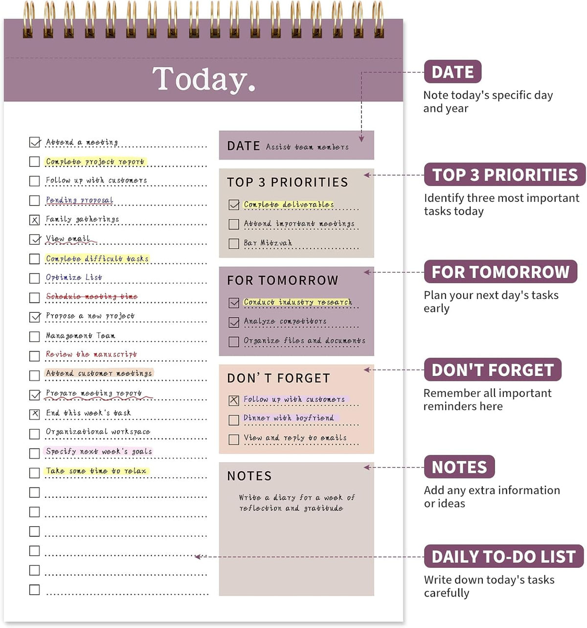 104 Pgs To Do List Notepad, 52 Undated Sheets Duplex-printed