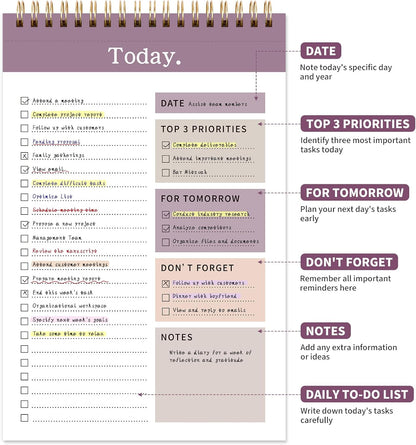 104 Pgs To Do List Notepad, 52 Undated Sheets Duplex-printed