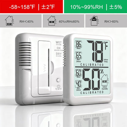 Antonki 2-Pack Room Thermometer, Digital Small Hygrometer Indoor Thermometer Humidity Gauge, Temperature Humidity Meter with Max/Min Record Monitor Sensor for Home, Plants - Battery Included