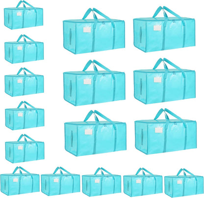 Moving Bags Extra Large - Heavy Duty Storage Totes with Wrap-Around Handles & Reinforced Zippers - Foldable Moving Box Alternative, Water-Resistant for Dorm, Closet & Under Bed Storage (Clear)