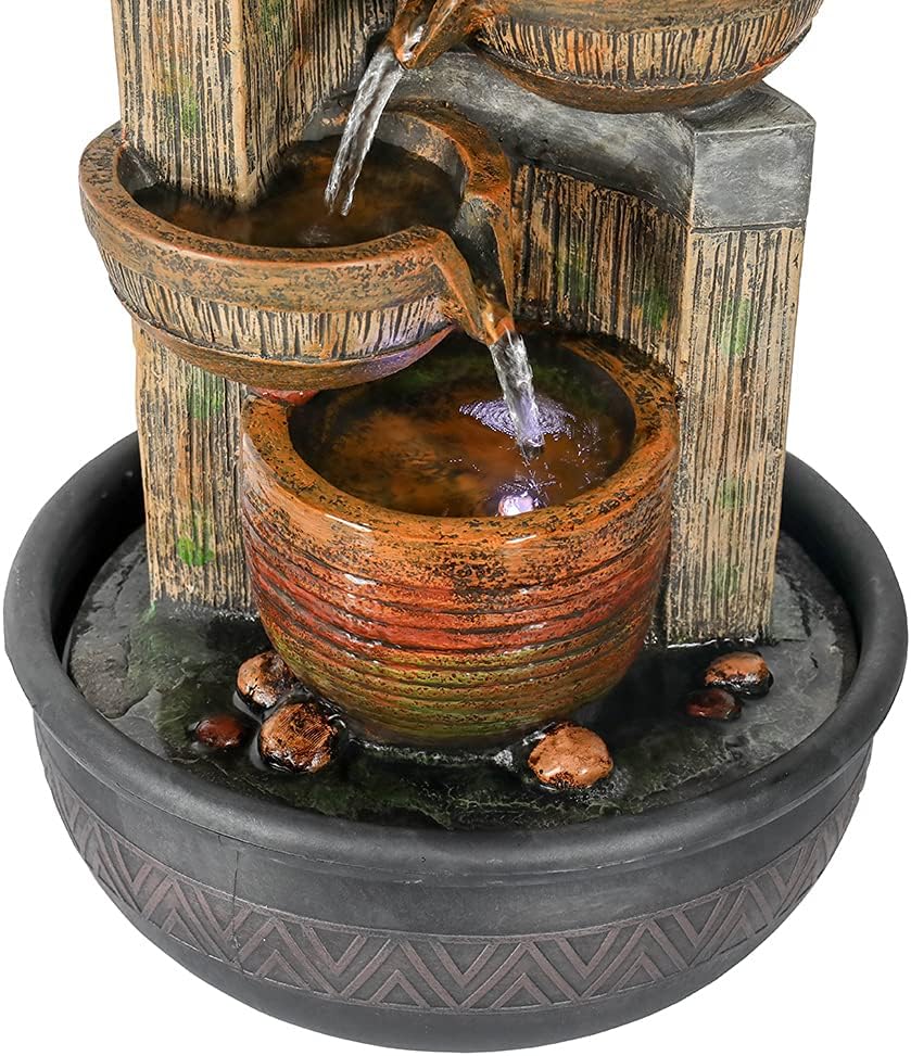 15.7''H Relaxation Desktop Waterfall Fountain Decor Portable Tabletop Waterfall Fountains,Indoor Waterfall Feature with LED Light for Home Office Bedroom