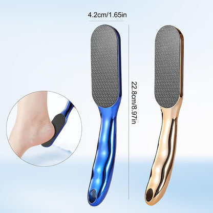 2pcs Hard Skin Remover Nano-Glass Foot File, Nano Glass Foot File with Non-Slip Ergonomic Handle, Professional Foot Care Tools (Gold+Blue)