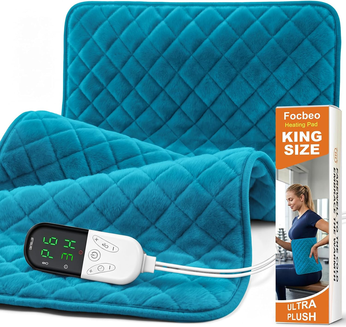 35 x 20 Inch King Size Electric Heating Pad for Back, Neck and Shoulders | FSA Eligible HSA, for Period Cramps, Abdomen and Knee, Dry or Moist Heat Use, 2H Auto Shut Off, 6 Heat Settings, Washable