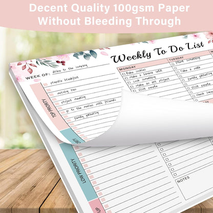 Weekly To Do List Notepad with 52 Undated Sheets（8.5"×11"）- Weekly Desk Planner Pad with Spiral Binding for Women & Man, Office, School and Home Personal Organizer