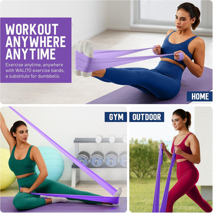 WALITO Resistance Bands for Working Out, Exercise Bands for Women and Men, Workout Bands for Physical Therapy, Stretch, Recovery, Pilates, Rehab, Strength Training and Home Gym