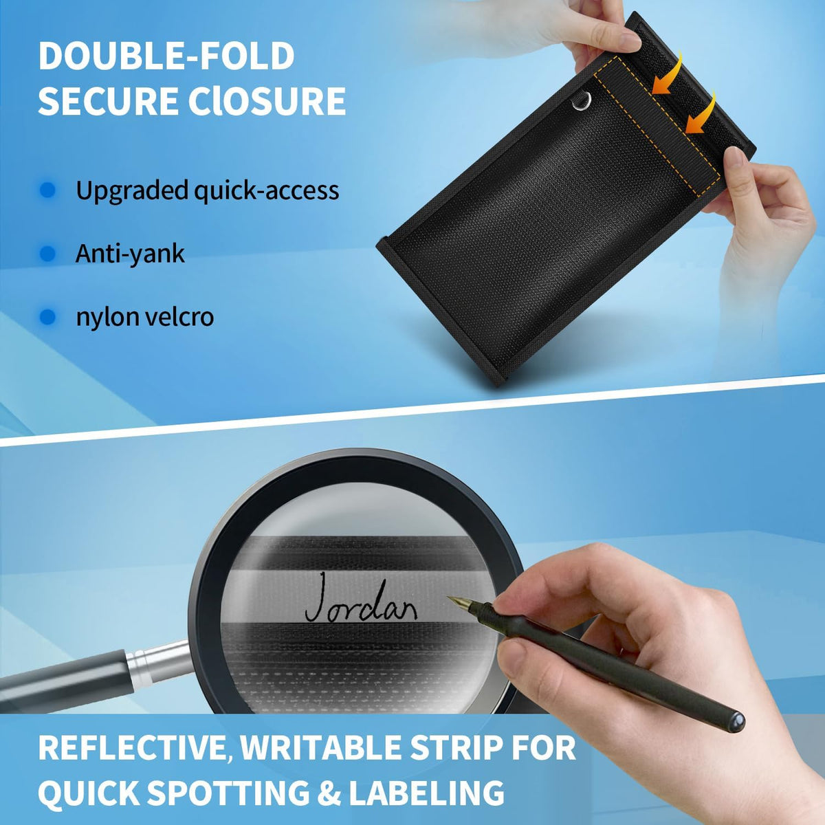 2-Pack Military Grade Faraday Bags for Phones, Signal Blocking Pouch 5G/WiFi/GPS/RFID, Fireproof Waterproof Anti-Tracking Anti-Theft Shield for Car Key Fob, Travel & Office (Gray)
