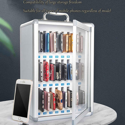 Cell Phone Charging Stations 12/24/36 Position Locking Mobile Phone Organiser Aluminium Mobile Phone Cabinet Staff Management Mobile Phone Cabinet Portable Mobile Phone Cabinet (Silver 36bit)