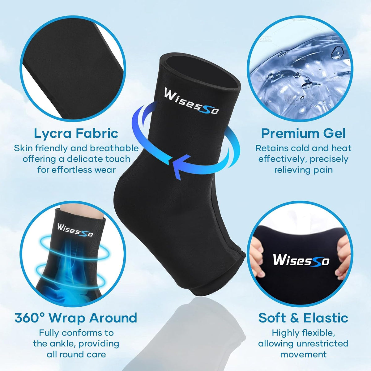 Ankle Ice Pack Wrap, Achilles Tendonitis Brace, Hot & Cold Compress