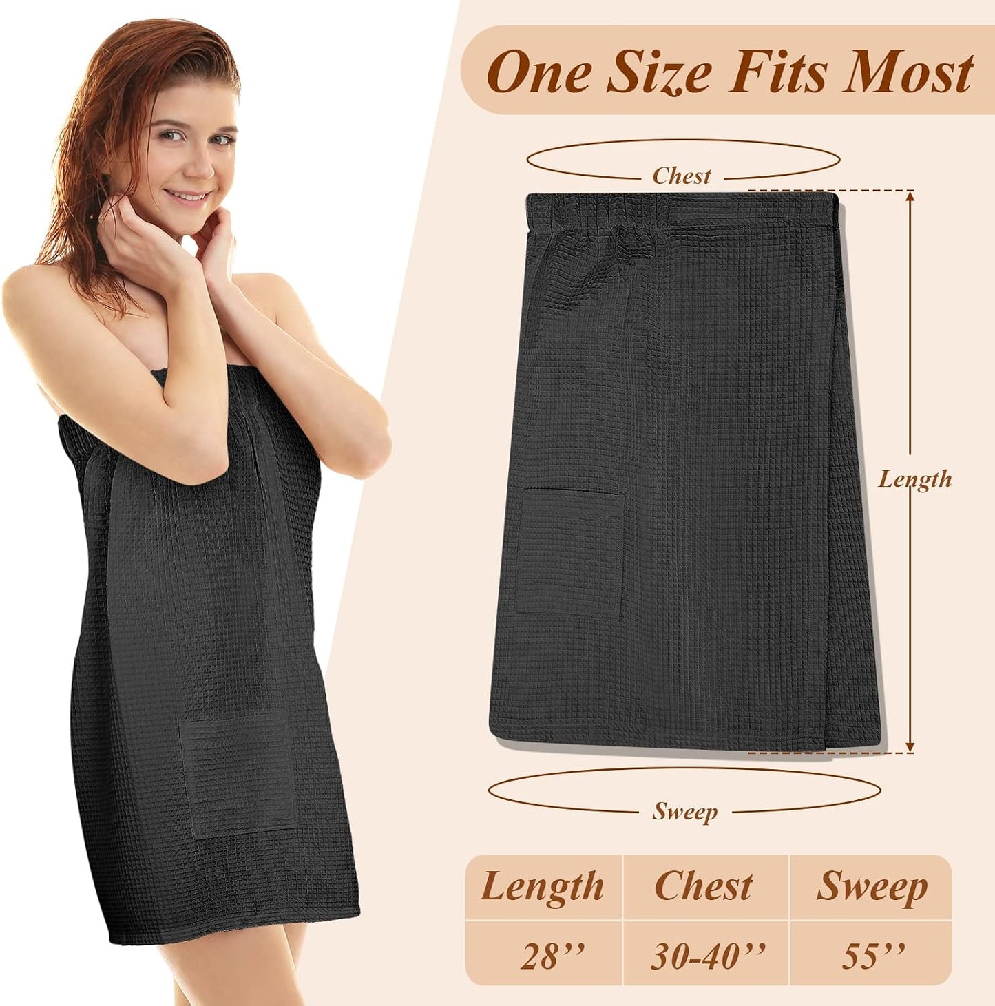 Hercicy 2 Pcs Waffle Spa Robe, Esthetician Supplies One Size Black