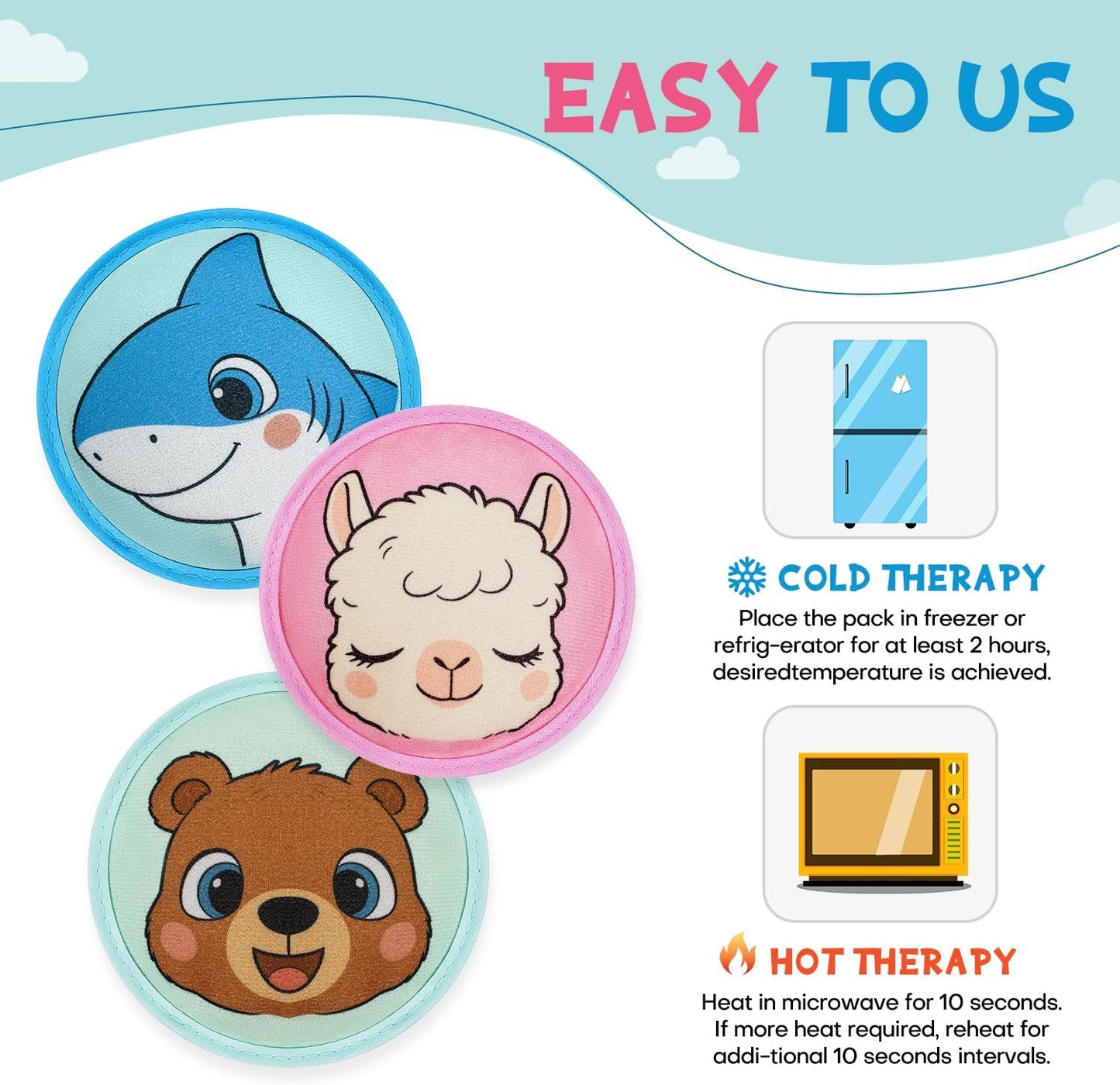 Gel Ice Pack for Injuries 2 Packs Cute Reusable Hot Cold Gel Packs
