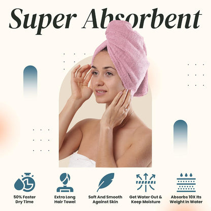 Huge Cotton Hair Towel Wrap for Women (Coral White)
