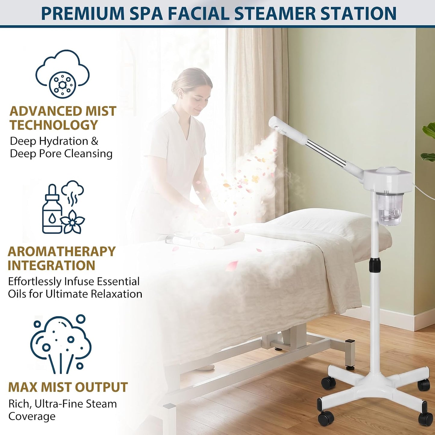 Nova Microdermabrasion Professional 2 in 1 Facial Steamer for Face Deep Cleaning Ozone Face Steamer with 5X Magnifying Lamp Hot Mist Function for Salon Spa Home Beauty Equipment