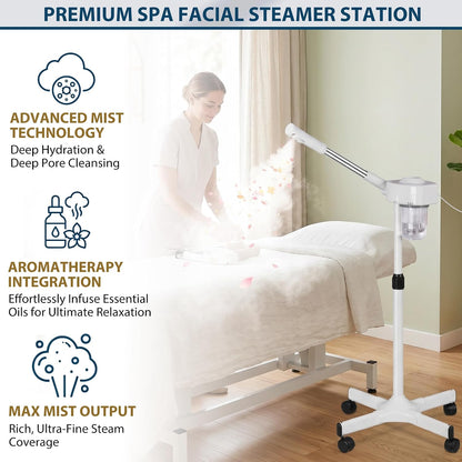 Nova Microdermabrasion Professional 2 in 1 Facial Steamer for Face Deep Cleaning Ozone Face Steamer with 5X Magnifying Lamp Hot Mist Function for Salon Spa Home Beauty Equipment
