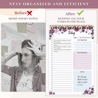 to Do List Notepad, Undated Daily Planner, 120 Pages, 6.7 x 9.8 in | 100 GSM FSC Paper, Plastic Cover, Spiral Bound, Tear-Off Pages, Task Checklist Layout For Home Office School Supplies