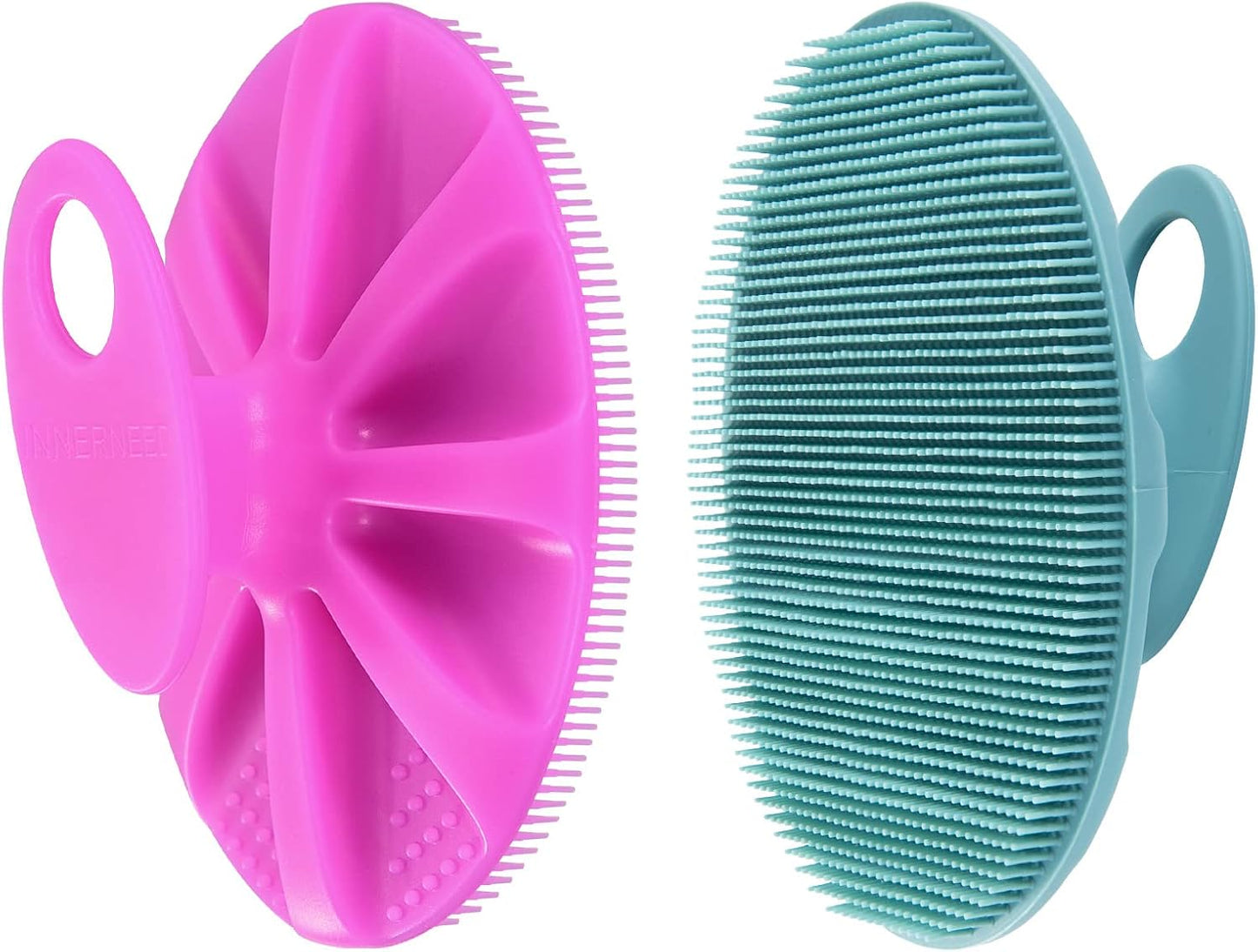 INNERNEED Soft Silicone Body Cleansing Brush Shower Scrubber, Gentle Exfoliating and Massage for All Kinds of Skin (Dark Green)