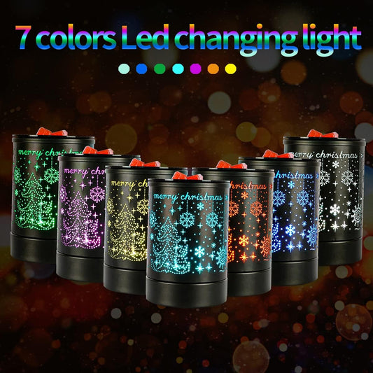 Enaroma Fragrance Wax Melts Warmer with 7 Colors LED Changing Light Classic Black Forest Design Scent Oil Candle Warmer for Home Black Forest