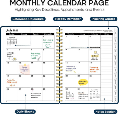 Planner 2026-2027, 8.5" x 11" Weekly and Monthly Academic Year Planner Calendar, July 2026 - June 2027, Hardcover Large School Planning Agenda With Tabs, Perfect for School & Office Supplies, A4, Green