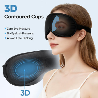 Weighted Eye Mask for Sleeping - Sleep Mask for Women & Men, 3D Contoured Blackout Sleeping Mask for Lash Extensions, Zero Pressure Soft Eye Cover with Adjustable Strap for Travel, Black