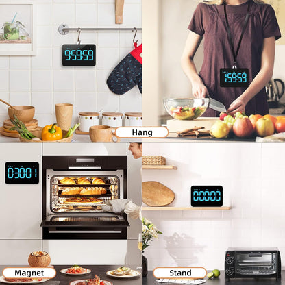 Samshow Rechargeable Digital Kitchen Timer, Ice Blue, 5 Inch