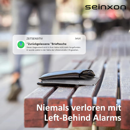 SEINXON Wallet Tracker (iOS Only) IP68 Thin Item Finder Card Luggage Located Bluetooth Works with Apple Find My APP & Network - Magnetic Charger (Slim)