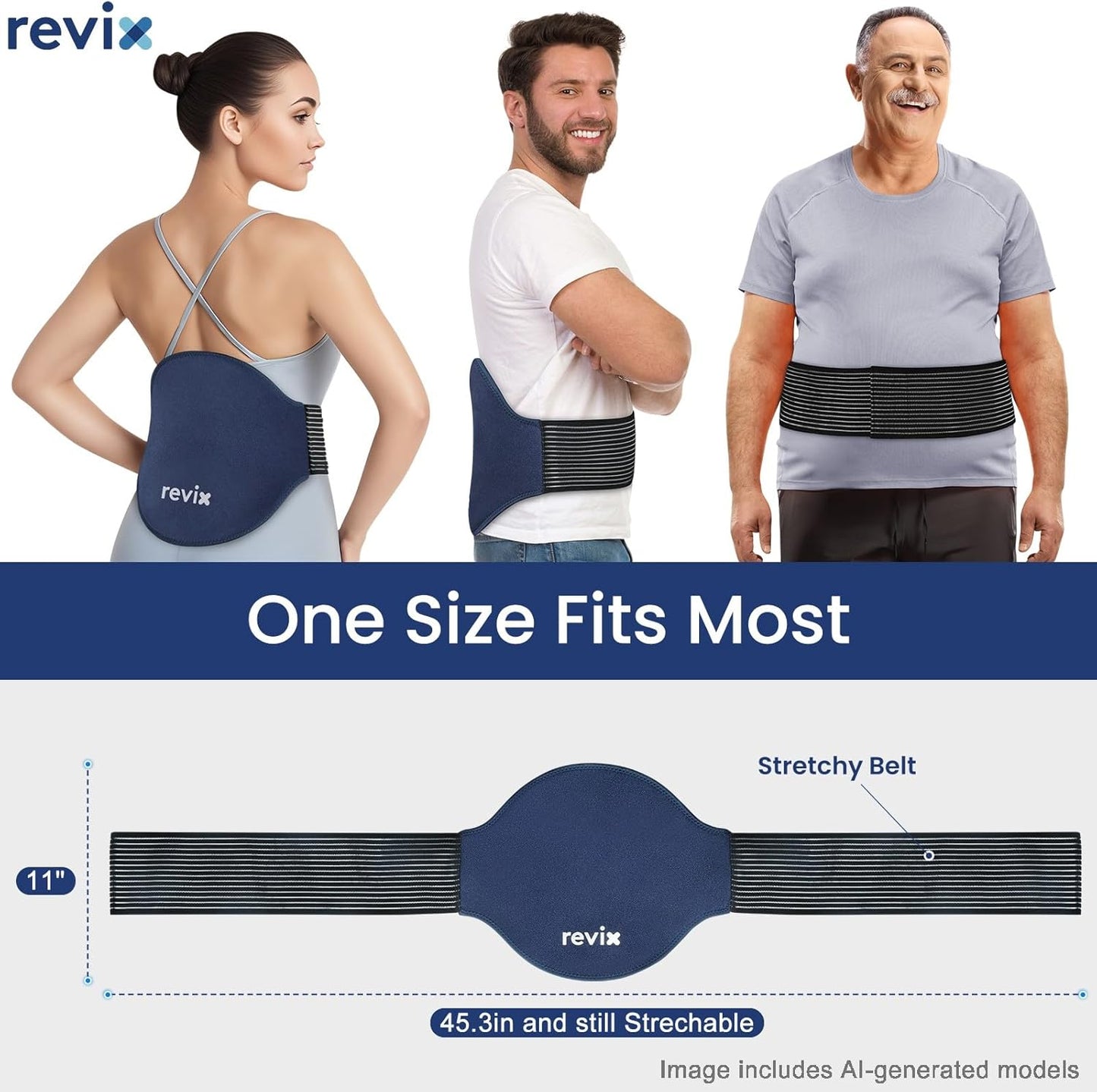 REVIX Extra Large Ice Pack for Back, 2 Packs, Reusable Gel Ice Pack Wrap for Lower Back, 13.4” x 11”, Cold Compress Therapy for Waist, Lumbar Discomfort Relief, Muscle Relaxation, Blue