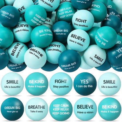 Liliful 100 Pcs Motivational Stress Balls Bulk Inspirational Squeeze Balls for Adults Anxiety Relief Fidget Toys Office Employee Gifts Classroom Rewards 2.2 Inch (Bright Colors)