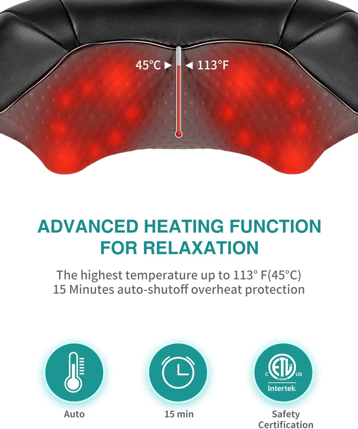 Nekteck Shiatsu Neck Massager with Heat, 2026 Upgraded Cordless Massage