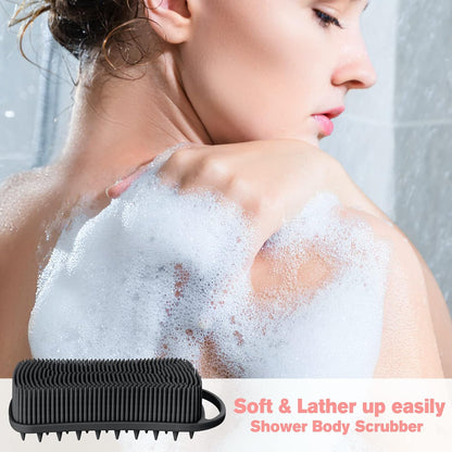 2PCS Silicone Body Scrubber, Loofah for Women, Gentle Exfoliating Shower Cleaner Bath Brush, Rubber Body Wash Deep Cleaning & Exfoliator & Massage, Travel-Friendly for Bathroom