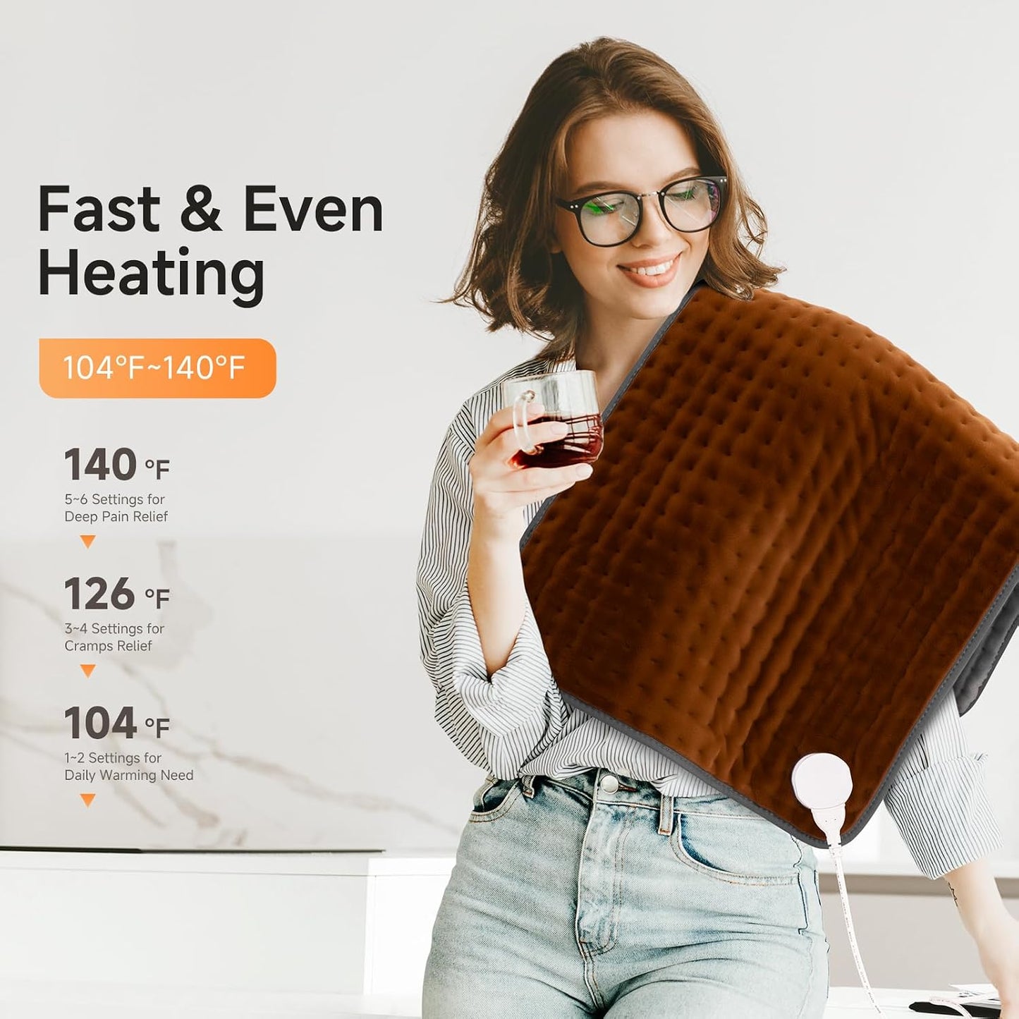 17"x33" Heating Pad for Back Pain, XXXL Heated Pad for Neck/Shoulders/Legs/Knees/Feet/Cramps, 6 Heat Settings Auto-Off, Heat Pads for Women, Birthday Fathers Mothers Day Gifts for Mom Dad Men Wife Her