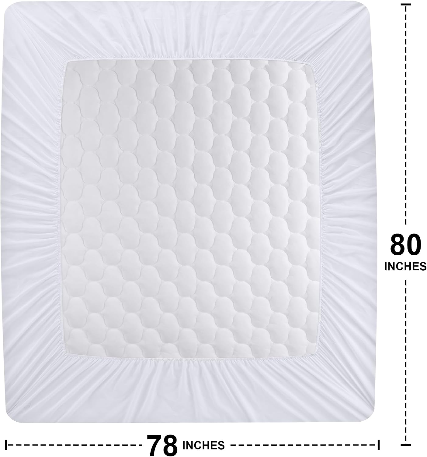 Utopia Bedding Waterproof Mattress Protector, Queen Mattress Pad, Noiseless Quilted Fitted Cover with Deep Pocket Stretches up to 16 Inches (White)