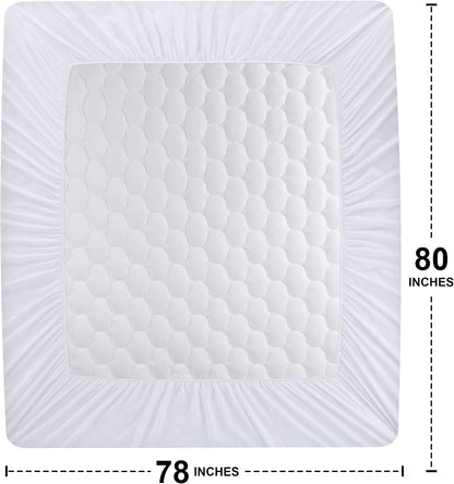 Utopia Bedding Waterproof Mattress Protector, Queen Mattress Pad, Noiseless Quilted Fitted Cover with Deep Pocket Stretches up to 16 Inches (White)