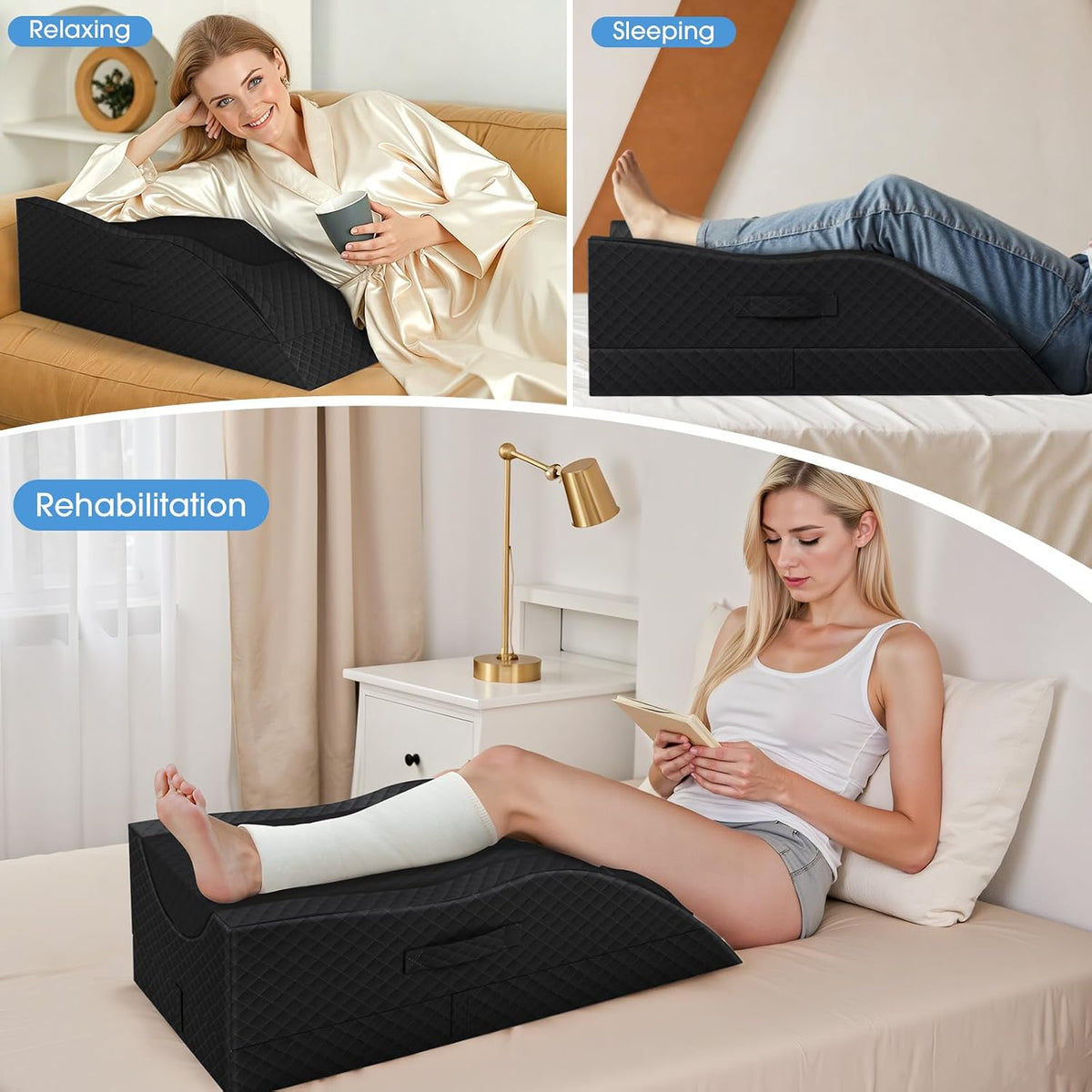TranquilRelax Leg Elevation Pillows for After Surgery, Wedge Pillow, Grey