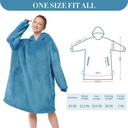 LetsFunny Blanket Hoodie,Oversized Wearable Sherpa Fleece Blanket Sweatshirt,Super Soft Warm Cozy with Giant Pocket,Gifts for Women Men Adults Teenagers, One Size Fits All