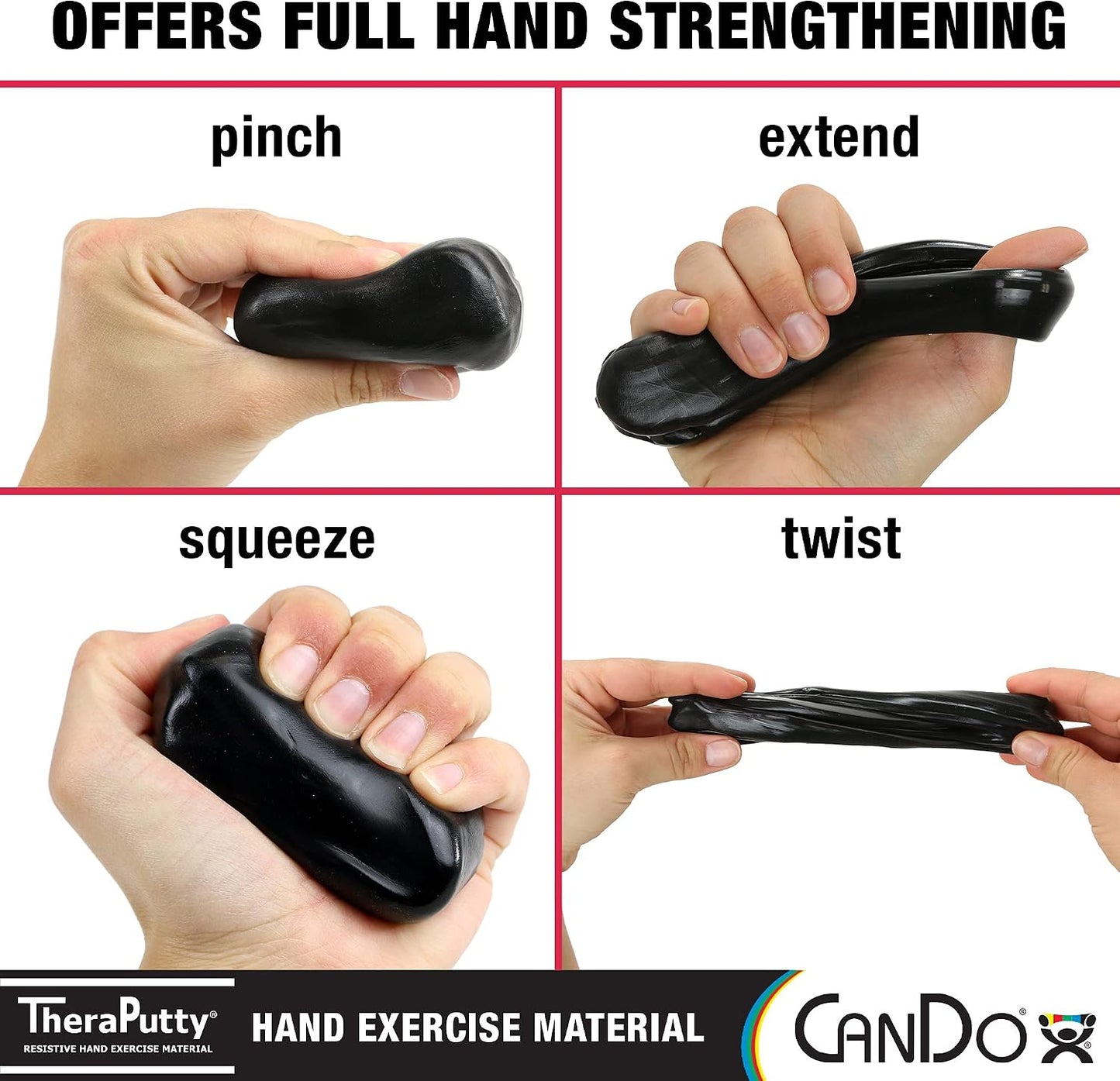 CanDo TheraPutty Standard Hand Exercise Putty For Rehabilitation, Exercises, Hand Therapy, and Occupational Therapy. Use To Strengthen Hand Muscles, Improve Fine Motor Skills, And Decrease Stress