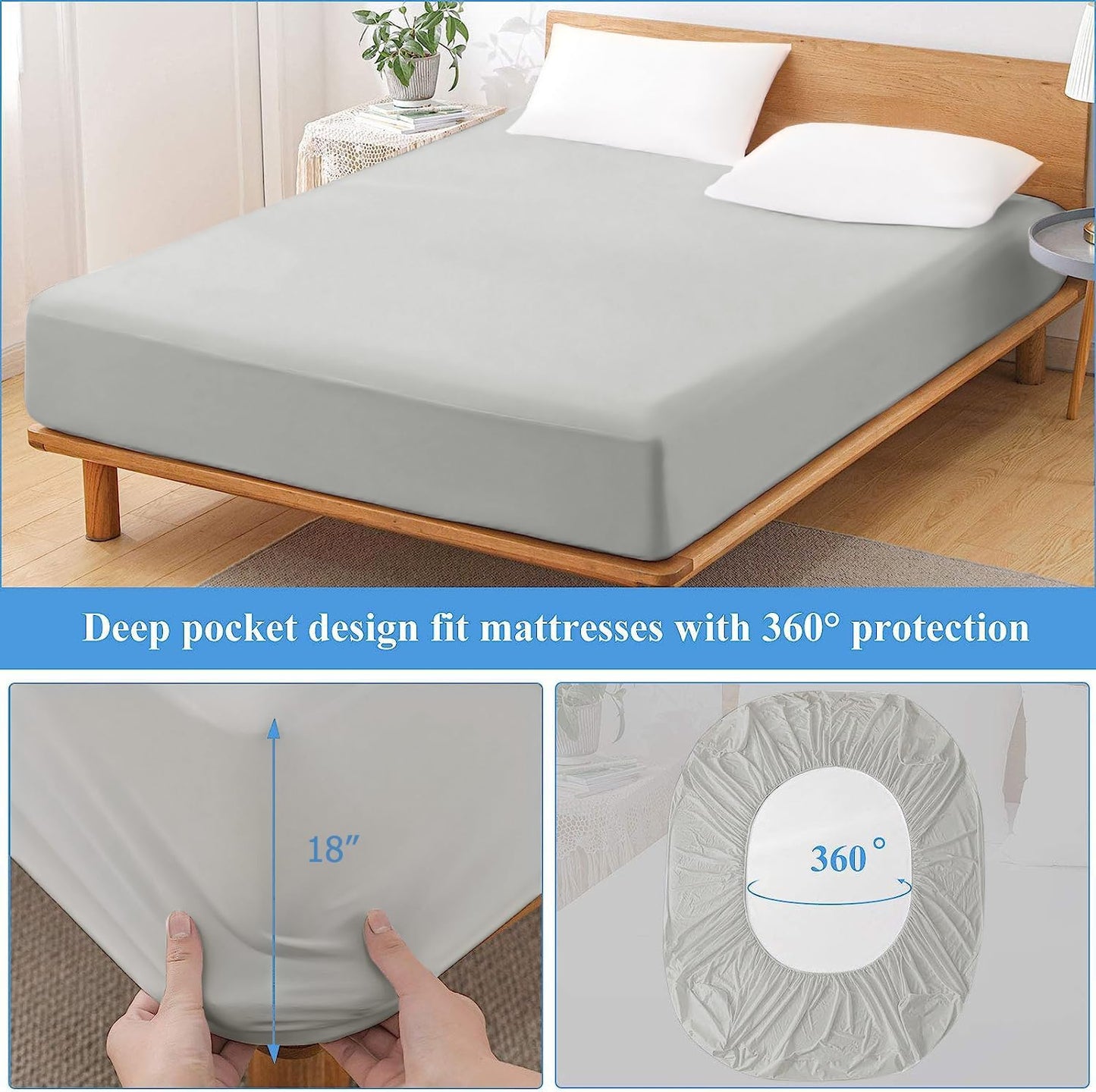 2 Pack Twin Size Premium Waterproof Mattress Protector, Soft Breathable Mattress Pad, Noiseless Waterproof Bed Cover - Stretch to 21" Fitted Deep Pocket Mattress Protection