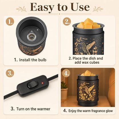 kobodon Wax Melt Warmer Metal Wax Warmer for Scented Wax Electric Fragrance Candle Oil Burner 2 in 1 Wax Melts as Gifts for Moms Grandma Women Girls(Sunflower)