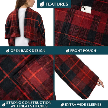 PAVILIA Wearable Blanket with Sleeves for Adult Women Men, Cozy Fleece Warm Wrap Throw with Arms, Gifts for Christmas, Wife