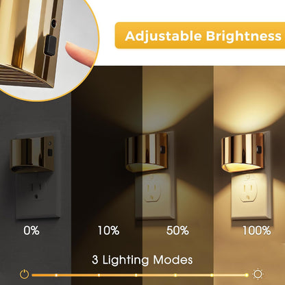 L LOHAS LED Night Light, Night Lights Plug into Wall with Dusk to Dawn Sensor, 3 Brightness Level, 2 Pack, 1600K Amber, White Housing